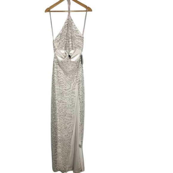 Retrofete Hendrix Dress Sequin Tiger Stripe White NWT L - Picture 6 of 13